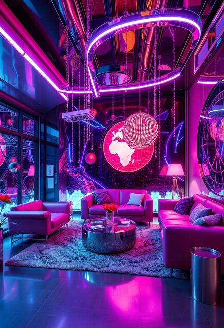 Unleash your creativity and design a festive futuristic living room!