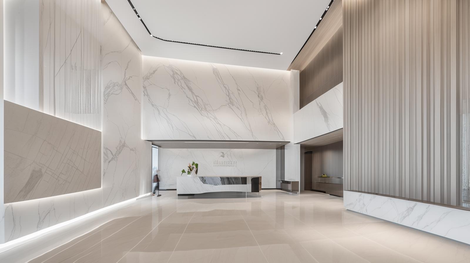 Modern simple and bright office lobby morden image by jiaojiaozi