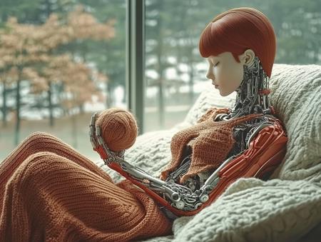 B23 - Cyberpunk lady knitting V2