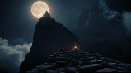cinematic film still of  <lora:spartan style v2:1>
In 480 B.C. a temple tower with a rock on top of it surrpimded by smoke at night,solo,sky,cloud,no humans,chair,moon,cloudy sky,scenery , realistic, realism, photorealism, hyperrealism, hyperrealistic, realistic, sharp, detailed, cinematography style, film light style, movie still,  professional photography, artistic, perfection, contrast, cinematic, filmic, high quality photo,  night light, 8k quality, colorful, photography style, different people, war, warrior, armor, spartan style, shallow depth of field, vignette, highly detailed, high budget, bokeh, cinemascope, moody, epic, gorgeous, film grain, grainy