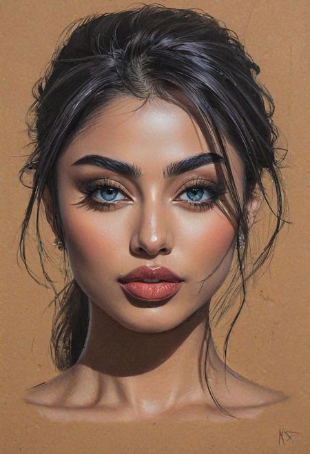 human beauty,characteristic portrait of mouni roy ,caricature,spirituality, femininity, kindness, mercy,beauty, softness,big beautiful eyes,grey blue eyes, out of this world, simple charcoal sketch,soft smile, tinted paper,trending on artstation, by Guy Denning, centered, symmetry, painted, intricate, volumetric lighting, beautiful, rich deep colors masterpiece, sharp focus, ultra detailed, in the style of dan mumford and marc simonetti, astrophotography, (realistic), highly detailed, hyper realistic, perfect artwork, masterpiece, best quality, highres, layered lighting,