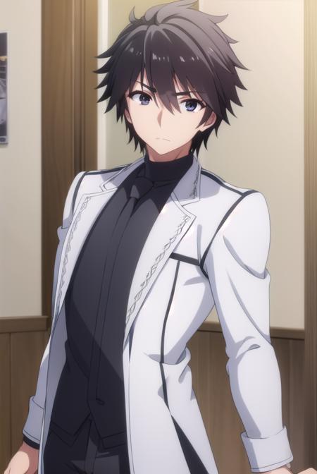 ikkikurogane, <lora:ikki kurogane s1-lora-nochekaiser:1>,
ikki kurogane, black hair, male focus, (black eyes:1.3),
BREAK school uniform, necktie, long sleeves,
BREAK indoors, classroom,
BREAK looking at viewer, (cowboy shot:1.5),
BREAK <lyco:GoodHands-beta2:1>, (masterpiece:1.2), best quality, high resolution, unity 8k wallpaper, (illustration:0.8), (beautiful detailed eyes:1.6), extremely detailed face, perfect lighting, extremely detailed CG, (perfect hands, perfect anatomy),