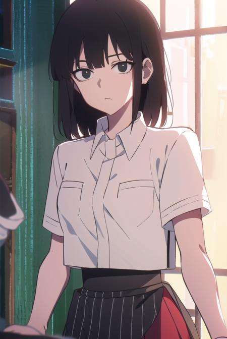 lingqiao, <lyco:lingqiao-LYCORIStest:1>, 
ling qiao, bangs, black hair, medium hair, (black eyes:1.5),
BREAK skirt, shirt, white shirt, short sleeves, collared shirt, black footwear, red skirt, sandals, pocket, long skirt, shirt tucked in, breast pocket,
BREAK looking at viewer,
BREAK outdoors, city,
BREAK <lora:GoodHands-vanilla:1>, (masterpiece:1.2), best quality, high resolution, unity 8k wallpaper, (illustration:0.8), (beautiful detailed eyes:1.6), extremely detailed face, perfect lighting, extremely detailed CG, (perfect hands, perfect anatomy),