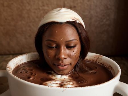 hot chocolate spilt on woman