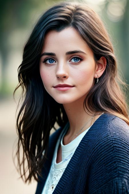 photo of beautiful (c0urteneyc0x-130:0.99), a woman with perfect hair, wearing (black cardigan:1.1),  ((Coquette:1.1)), (plain blue background:1.1), (happy:1.2), modelshoot style, (extremely detailed CG unity 8k wallpaper), professional majestic (photography by  tim walker:1.1), (Canon EOS Rebel T8i DSLR Camera), 24mm, exposure blend, hdr, faded, extremely intricate, High (Detail:1.1), Sharp focus, dramatic, soft cinematic light, (upper body), (looking at viewer), (detailed pupils), 24mm, 4k textures, soft cinematic light, adobe lightroom, photolab, elegant, ((((cinematic look)))), soothing tones, insane details, hyperdetailed, low contrast