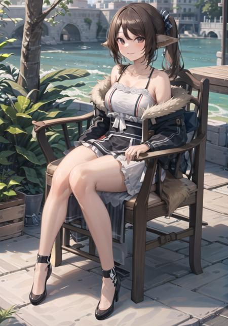 ((masterpiece,best quality)), 4k, highres, 1girl, solo, full body, legs, smile, sitting, outdoors, <lora:perfumerB5:0.6>