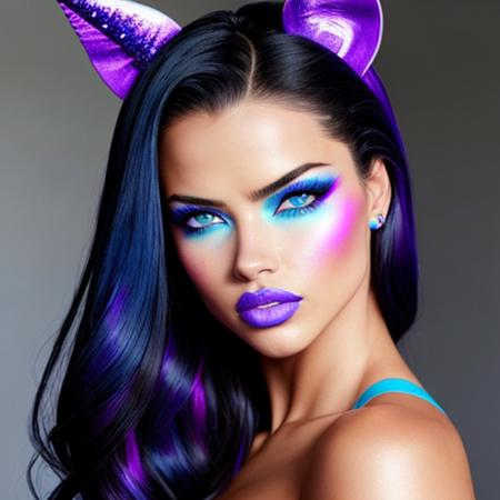 Adriana Lima, blue eyes, beautiful female, pink makeup, pink Barbie top