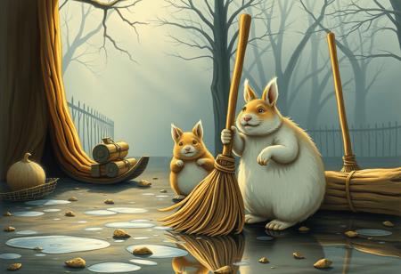 precaution broomsticks aus awesome in einer interrupt, weathering die von squashier ausgehen, nur ein Traum, snorter reflected in clogs, illustration, soft morning light, uniforms, canvas art, Uplifted, rococo style, zoo
