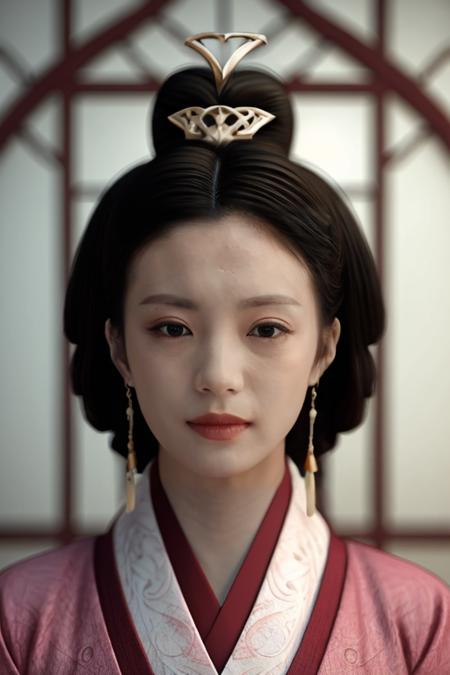 luyuan,1girl,3d,black_hair,blurry,brown_eyes,chinese_clothes,earrings,face,full_moon,hair_ornament,hair_stick,hair_tubes,hanfu,red_clothes:1.5,white collar,jewelry,lips,long_hair,looking_at_viewer,makeup,portrait,realistic,solo,