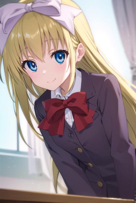 mafuyushiina, <lora:mafuyu shiina s2-lora-nochekaiser:1>,
mafuyu shiina, long hair, blue eyes, blonde hair, bow, hair bow, bowtie, smile,
BREAK skirt, school uniform, plaid, plaid skirt, shirt, white shirt, collared shirt, jacket, long sleeves, black jacket,
BREAK indoors, classroom,
BREAK looking at viewer, (cowboy shot:1.5),
BREAK <lyco:GoodHands-beta2:1>, (masterpiece:1.2), best quality, high resolution, unity 8k wallpaper, (illustration:0.8), (beautiful detailed eyes:1.6), extremely detailed face, perfect lighting, extremely detailed CG, (perfect hands, perfect anatomy),