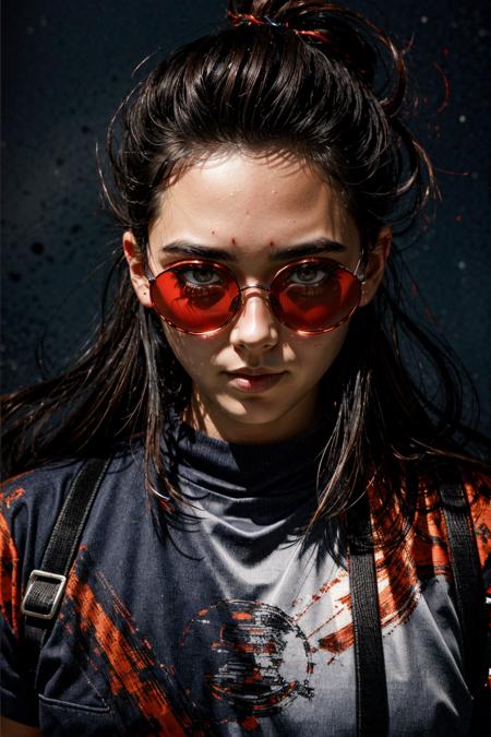 (best quality, ultra-detailed), guy art sketch red and gray color aggressive style, small rings glasses ,an image with a character on an island, in the style of kawacy, dark bronze and red, luminous brushwork, intense close-ups, ironical, womancore, traditional techniques street style
<lora:add_detail:1>