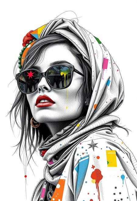 collage, layering, on monochrome background factory colored fashion model, style by kirill chelushkin, defiantly beautiful, banter, line art, variation of incornation, pointillism, primitive art, minimalism, hyper-realism, hyper-detailed, vivid colors