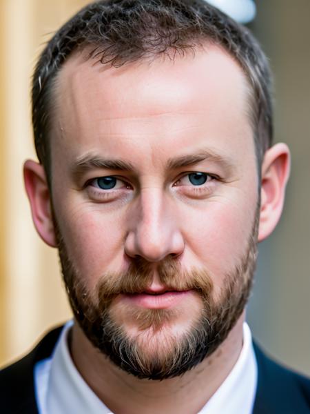 RAW photo of (AlexHorne:0.99) a man wearing a black suit jacket , with a white dress shirt, with a serious look , detailed face, realistic skin, high quality, (blue eyes:1.1), Leica 50mm, f1. 4, natural light, grainy, (high detailed skin:1.2), high detail