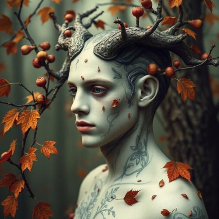 handsome autumn dryad, male nude by Chris Dyer, Eliza Razell, Joe Fenton, Natalie Shau