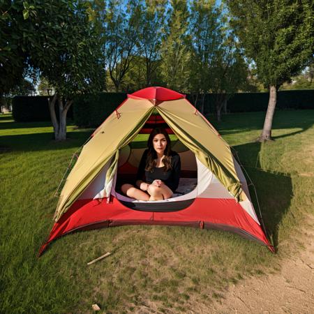 photograph,  1girl,(inside bivouac tent), cimetery,Fujifilm XT3, Depth of field 100mm, art by P. Horst,masterpiece, best render, high res, best resolution, 4k, 8k, super great render, ((photorealistic)), great colors, <lora:Bike_trip-000006:0.8>  <lora:allfoursv1:1>