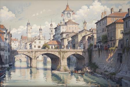 water, scenery, outdoors, building, sky, boat, bridge, no humans, <lora:art_v1:1>, masterpiece, best quality,, best quality,masterpiece,an extremely delicate and beautiful,extremely detailed,amazing,finely detail,absurdres,incredibly absurdres,ultra-detailed,highres,