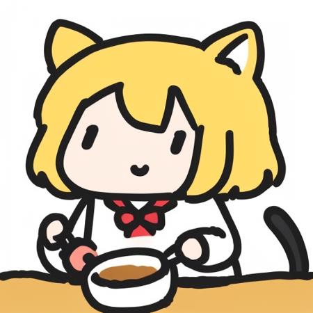 1 girl,smol,<lora:smol_20230527144512-000016:1>, white background, simple background,masterpiece, extremely detailed, (chibi, thick outline:1.2),upper body,
(1 cute yukkuri shiteitte ne), (cat ear,short hair, detailed cute face,yellow hair,yellow pupils),Liquid body,