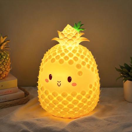 <lora:cute_lamps:1.0>, (cute_lamps:1.0),  shaped lamp, glowing, 
A cheerful pineapple lamp, with a golden crown and textured surface that glimmers with a warm, inviting light.