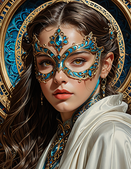 Smooth Quality,removing mask under another mask, diffuse lighting, fantasy, intricate, elegant, highly detailed, lifelike,
 photorealistic, digital painting, artstation, illustration, concept art, smooth, sharp focus,
 art by John Collier and Albert Aublet and Krenz Cushart and Artem Demura and Alphonse Mucha , ArsMJStyle, Colored pencil hyperdetailed realism, <lora:clear:1>, 
<lora:FF.101.juggernautXL_version6Rundiffusion.LORA:0.5>, <lora:Hyperdetailed_Colored_Pencil:0.6>, 
<lora:SDXLDetailer:1>