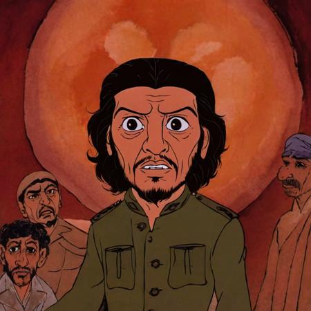 cartoon of  Che Guevara in a movie scene , directed by Ridley Scott(  in rankinbasshobbit style:1.1)
<lora:add-detail-xl:0.65>    <lora:rankinbasshobbit_styleXL_v.10.2-000002:1.0>