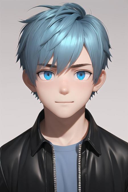 (masterpiece, sidelighting, finely detailed beautiful eyes: 1.2), masterpiece*portrait, realistic, 3d face, glowing eyes, shiny hair, lustrous skin, solo, embarassed, 1boy, cute boy, short crew cut hair, light blue hair