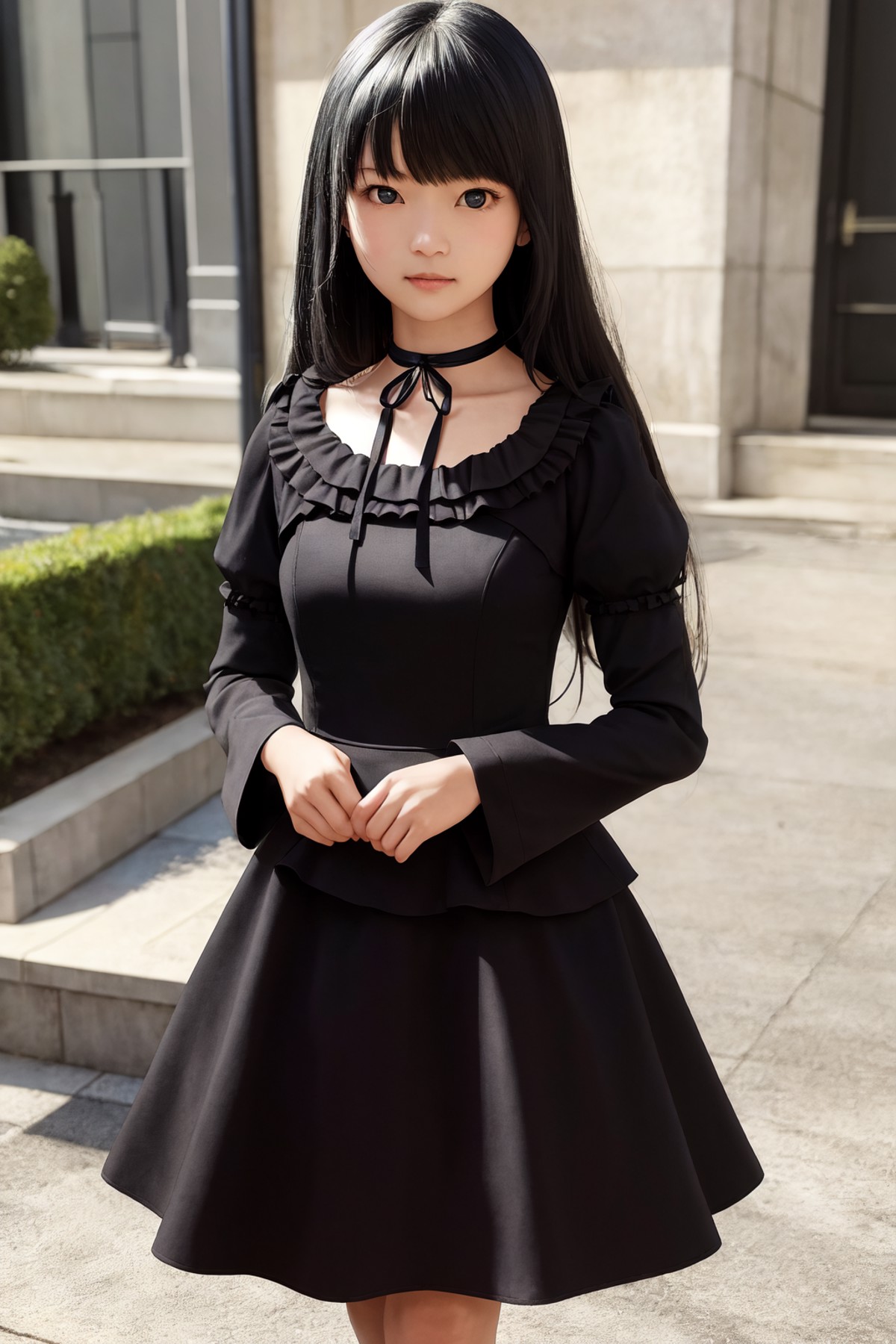 masterpiece, best quality, highres, 1girl, black dress neck ribbon <lora:natsuki_minamiya:1> photorealistic