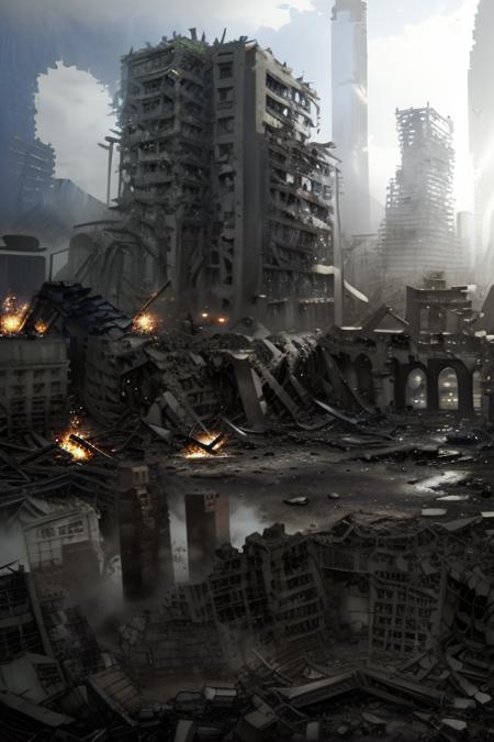 ttruins,ruins,city, (8k,RAW photo,masterpiece, best quality,CG,epic realistic,official art,), <lora:Moderncity_ttruins:1>,