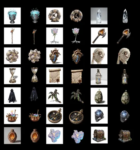 Realistic icons of magical items