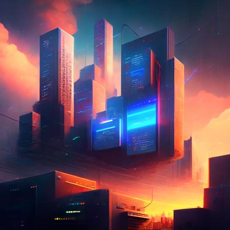 (weathercontrol:1) a digital painting of a city with electronic equipment <lora:djzWeatherControlV21_LoraBooth:1>