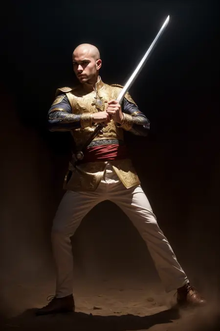6 depth pose of a man holding sword