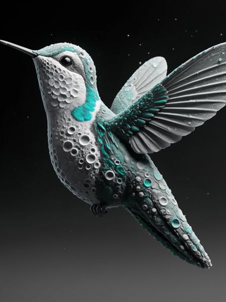 <lora:Lunar_Surface_SDXL:1> ais-lunar hummingbird fluttering its wings