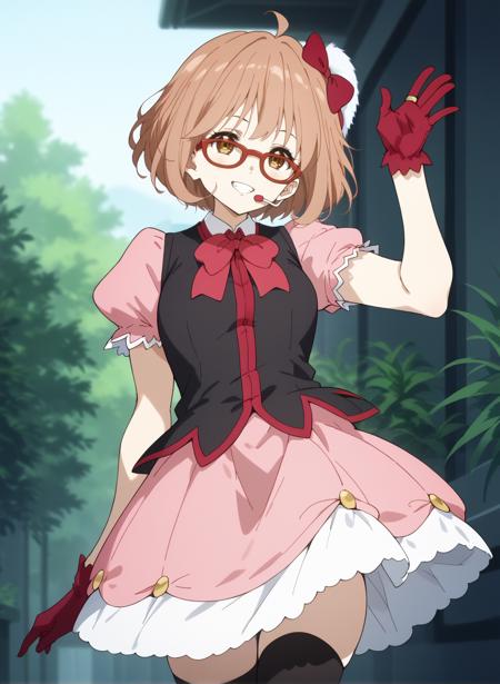 kuriyama_mirai, brown hair, brown eyes, short hair, glasses, bob cut, ahoge,idol,black thighhighs,bow,bowtie,gloves,hat,hair bow,headset,high heels,pink dress,pink shirt,pink skirt,puffy short sleeves,puffy sleeves,red bow,red gloves,red-framed eyewear,ribbon,ring,frilled skirt,black vest kuriyama_mirai, brown hair, brown eyes, short hair, glasses, bob cut, ahoge,school uniform,long sleeves,black pantyhose,cardigan,grey skirt,neck ribbon,pleated skirt,red-framed eyewear,ribbon,sailor collar,ring,serafuku,shoes,bandages kuriyama_mirai, brown hair, brown eyes, short hair, glasses, bob cut, ahoge,school uniform,long sleeves,black pantyhose,grey skirt,neck ribbon,pleated skirt,red-framed eyewear,ribbon,sailor collar,ring,serafuku,shoes,bandages,white shirt,sweater vest kuriyama_mirai, brown hair, brown eyes, short hair, glasses, bob cut, ahoge,school uniform,short sleeves,black pantyhose,blue sailor collar,blue skirt,neck ribbon,pleated skirt,red-framed eyewear,ribbon,sailor collar,ring,serafuku,shoes,bandages,white shirt,sweater vest