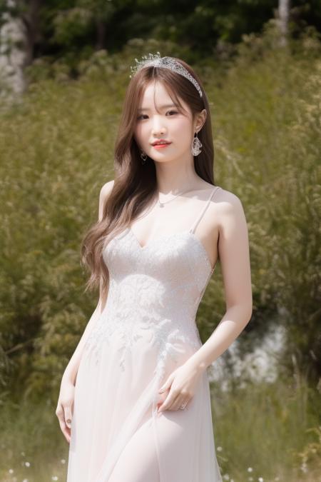 <lora:fromisHayoung:1>,Hayoung,RAW,(8k, best quality, masterpiece:1.2),(full body shot:1.4),octane render,extremely detailed CG unity 8k wallpaper,studio soft light, rim ligh,in forest,sunlight,standing,(a girl is wearing wedding dress:1.5),hyper realistic detail shiny skin,ultra detailed,(ultra realistic:1.5),(looking at viewer:1.2),(intricate:1.2),(photorealistic:1.4),1girl,(skinny:1.3),detailed background