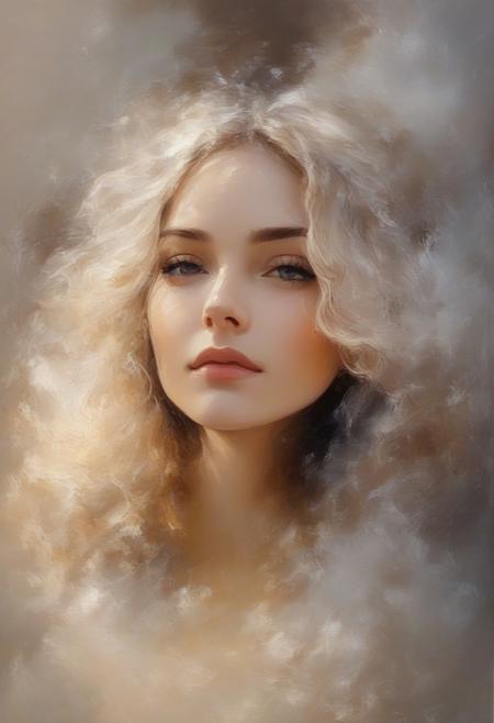 Portrait of woman with volumous, curly hair, fluffy, novuschroma25 style <lora:novuschroma25 style_light:1>, <lora:sdxl_lightning_8step_lora:1>