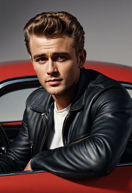 James Dean and his Porsche Portrait, High quality, realistic, HD, 8K
