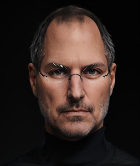 s7t3j0, man ((Gradient black background)), detailed eyes, (close portrait photo), Against the light, (Turtleneck), Glasses