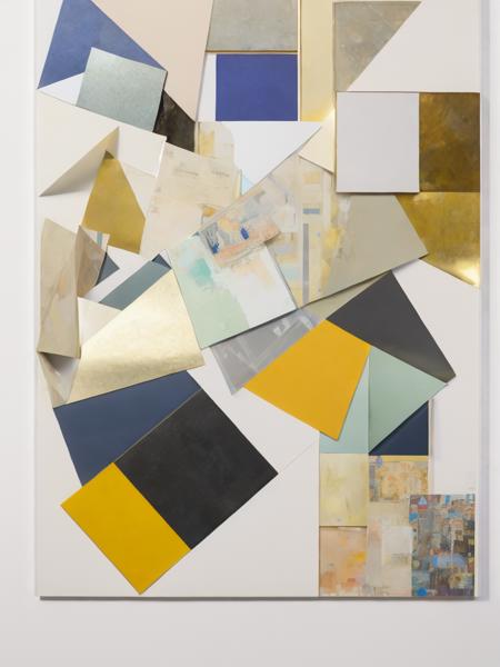 <lora:RobertRauschenberg:1>a piece of art made out of scrap paper and other metal items on a white surface by Robert Rauschenberg