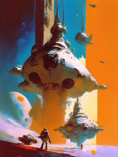 <lora:JohnBerkey:1>by John Berkey John berkey, sci-fi, pulp, seventies version of planet harkonnen