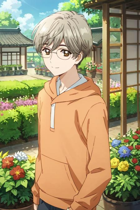 yukito tsukishiro,grey hair,brown eyes,glasses, yue,white hair,blue eyes, long hair,