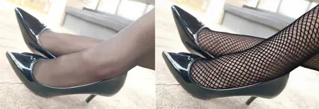 Kontext-Black stockings turned into black fishing net socks