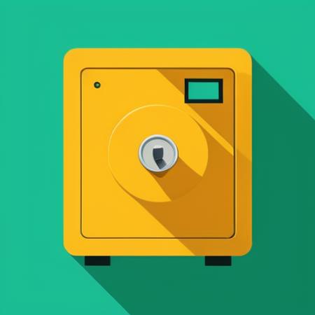 FlatIcon of a safe on a yellow background <lora:flaticon_v1:0.8>