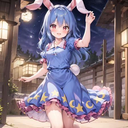 (masterpiece), best quality,1girl,seran,dress,seiran (touhou),frilled dress,blue hair,Rabbit ears,red eyes,twintails <lora:Seiran_V01:0.74>