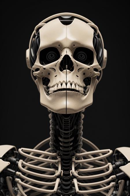 A stunning illustration of an evil neural network organism,superior artificial intelligence,half of the face is robotic skeleton,stunning facial details,45 degree angle of view,elegant,electro,(composition{[leading_lines][rule_of_thirds][.707_trigonometric_scalar_to_color_scene_structure_lighting_sources_depth_of_field_light_temperature_ambient_occlusion_global_illumination_via_1.618033988749895_ratio_proportion_to_spacing_and_dimensions]}+++) (quality{[intricate_insane_exponential_details_QHD_resolution_volumetric_lighting_depth_of_field_FullFrame_36x24mm_Nikon_D850_sensor_grain_texture]}),