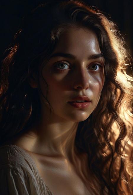 high quality, 8K Ultra HD, hyper-realistic portrait of a captivating woman, The woman is portrayed in a moonlit setting, her features bathed in a soft, diffused glow that accentuates the delicate nuances of her expression. The artist, drawing from Sargent's precision, captures every subtle contour of her face, the intricacies of her gaze, and the cascading strands of her hair, In this mysterious ambiance, the artist employs da Vinci's mastery of shadow and light, creating an alluring interplay that accentuates the enigmatic aura surrounding the woman, Shadows dance across her features, enhancing the depth of her gaze and adding a touch of secrecy to the composition, by yukisakura, highly detailed,