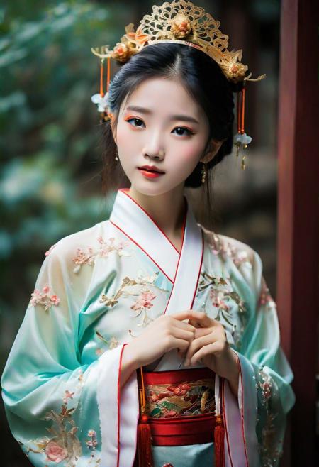 Embody the essence of celestial fantasy with an enchanting vision of a petite yet charming Chinese girl. the girl is supposed to be the most beautiful girl ever created. Consider details such as soft hair, sheer short-hanfu and shimmer. Include subtle details of ghostly iridescence. emphasize small fancy details and ornate jewelry. Camera: Use interesting and dynamic composition.  epiCPhoto, <lora:pytorch_lora_weights:0.5>, <lora:breastsizeslideroffset:0.05>, <lora:nagachichiD:0.5>, <lora:FilmVelvia3:0.3>, <lora:more_details:0.6>
