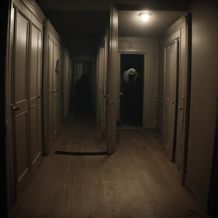 ((backrooms)) style horror in motion shot, dark, mysterious, scary,