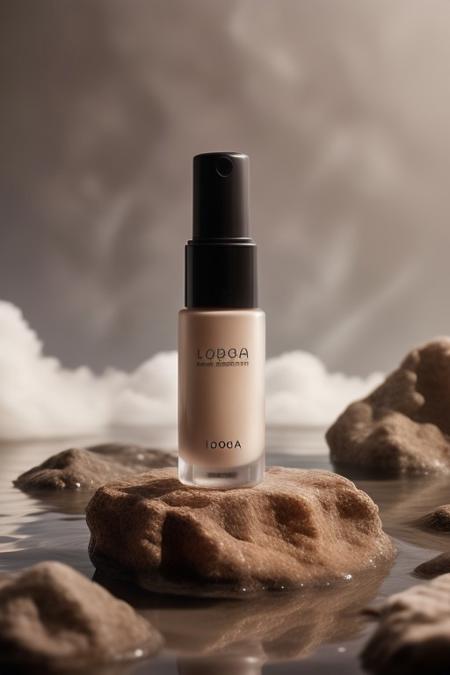 dark red lipstick, ,rock, water, reflect, no humans, depth of field, spotlight from above, black background, scenery, still life (Product Photography)  <lora:Product Photography:0.85>