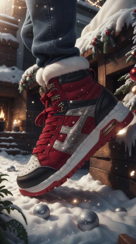 <lora:ChristmasWintery:0.7> ChristmasWintery shoe, (Masterpiece:1.3) (best quality:1.2) (high quality:1.1)