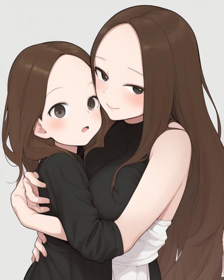 <lora:Yamamoto:1>
mother and daughter with matching big foreheads hugging