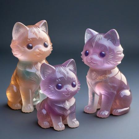 score_9, score_8_up, score_7_up, score_6_up, score_5_up, chibi cats made of fluorite mineral, iridiscent, seating, barking cute, (photographic medium), masterpiece, high detail, dynamic pose.